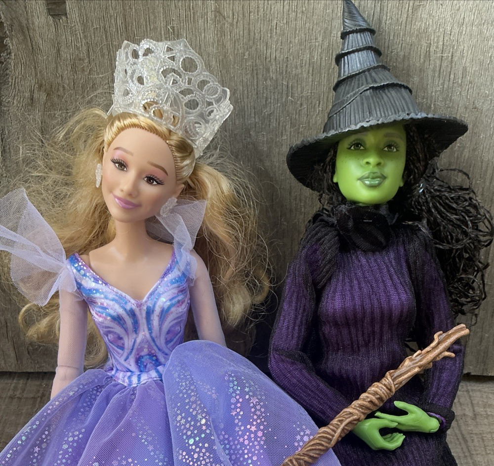 Barbie Wicked Movie Glinda & Elphaba Dolls Mattel Lot 2